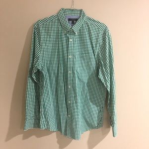 Men’s BR button down gingham green shirt